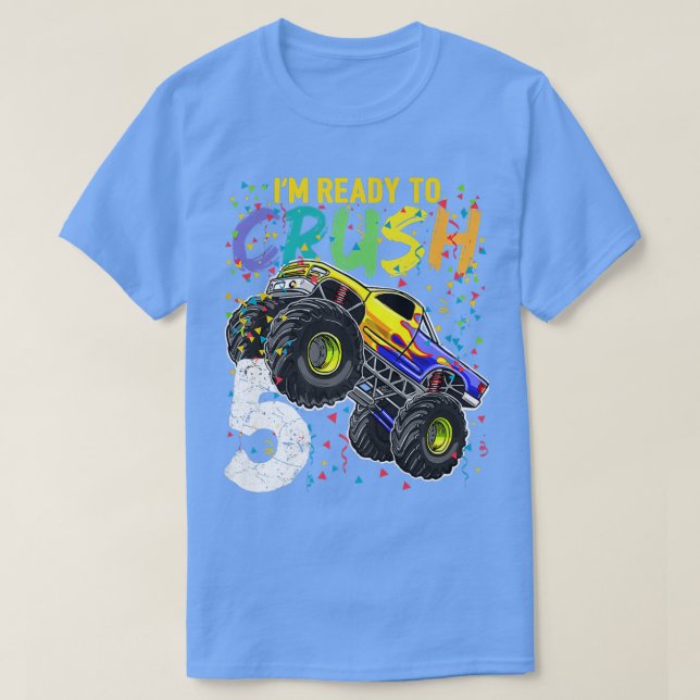 Kids I'm Ready to Crush 5 Monster Truck 5th Birthd T-Shirt (Design Front)