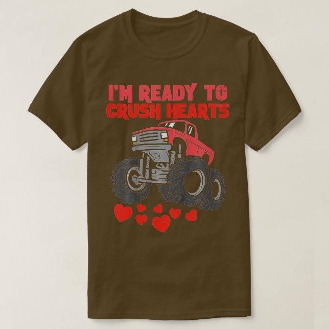 Kids Im Ready To Crush Hearts Monster Truck Boys V T-Shirt (Design Front)