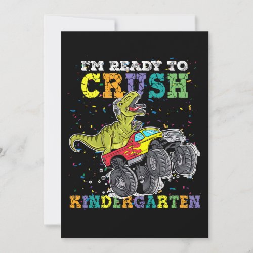 Kids Im Ready To Crush Kindergarten Monster Truck Invitation