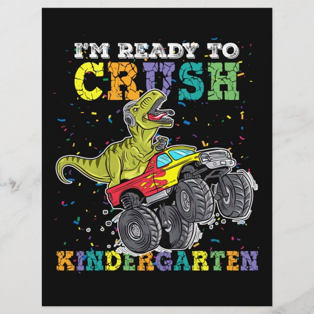 Kids I'm Ready To Crush Kindergarten Monster Truck Letterhead (Front)