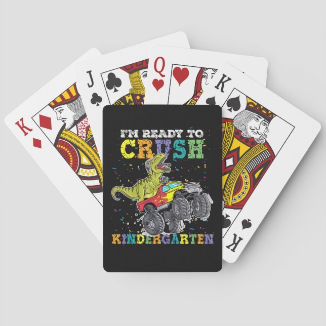 Kids I'm Ready To Crush Kindergarten Monster Truck Poker Cards (Back)