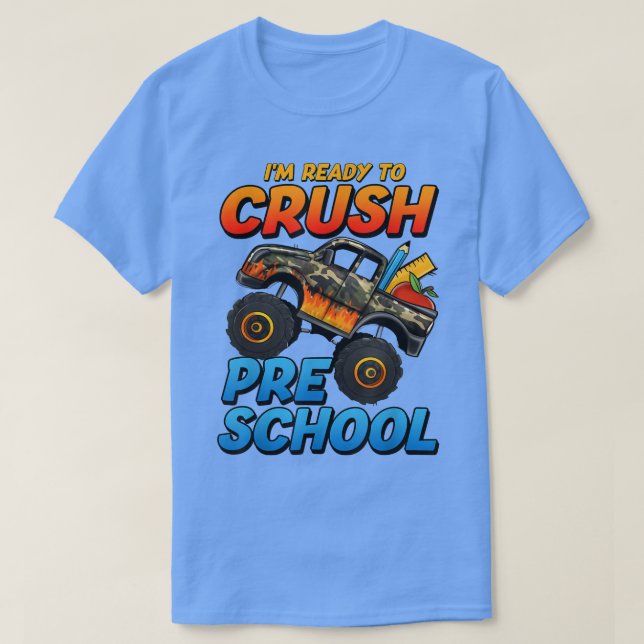 Kids I'm Ready To Crush Preschool Monster Truck Bo T-Shirt (Design Front)