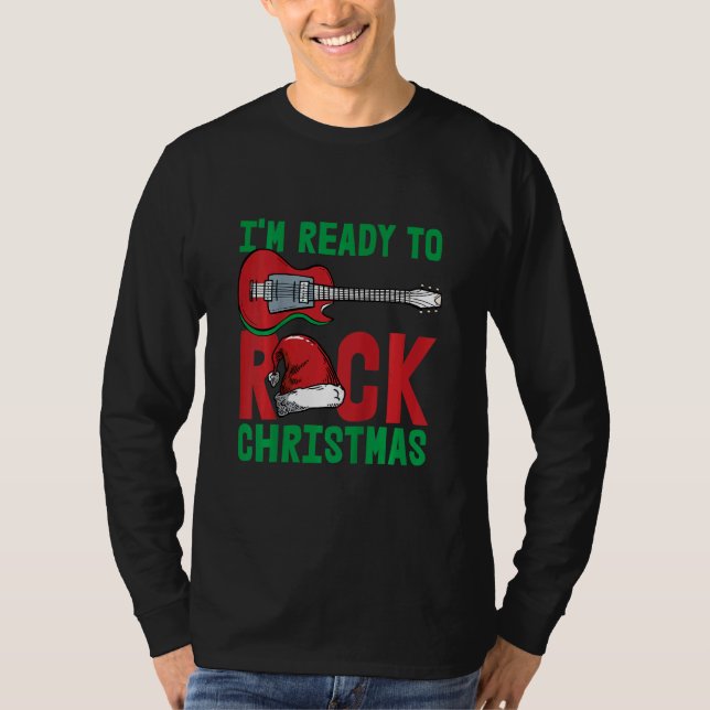Kids Im Ready To Rock Christmas Pajama Cool Guitar T-Shirt (Front)