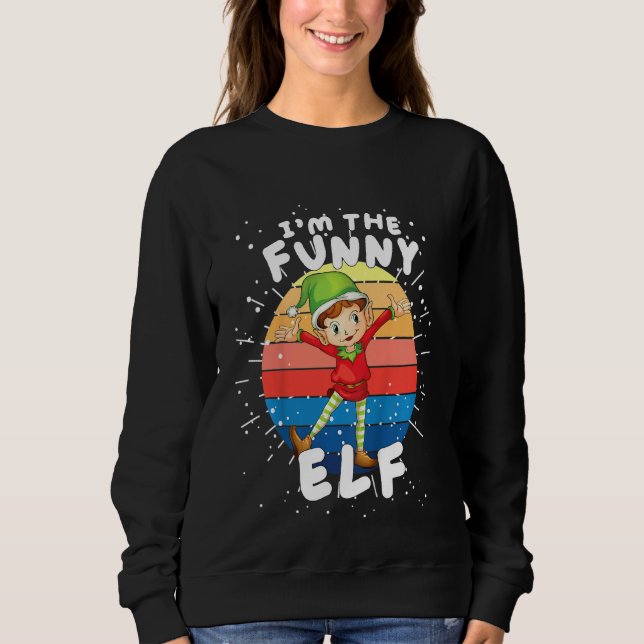 Kids I'm The Funny Elf Matching Family Group Chris Sweatshirt (Front)