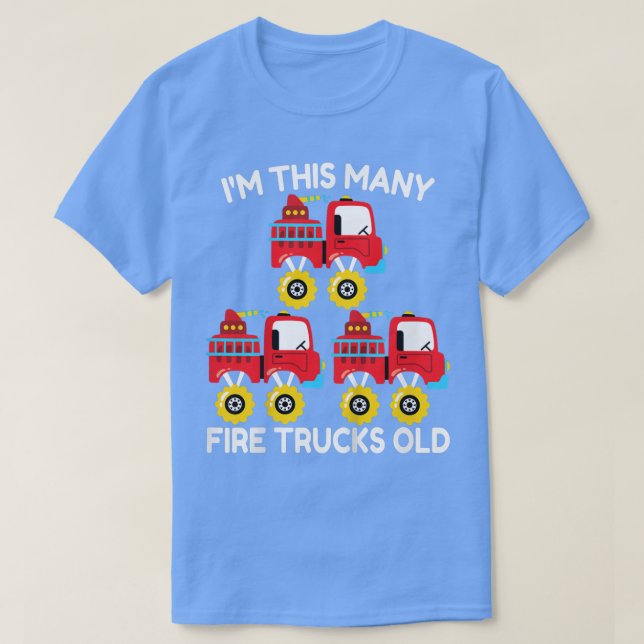 Kids I'm This Many Fire Truck Monster Truck 3rd Bi T-Shirt (Design Front)