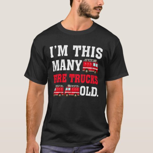 Kids Im This Many Fire Trucks Old  Four Year Old B T_Shirt
