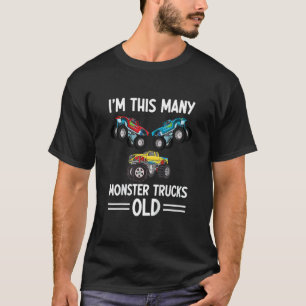 Kids I'm This Many Monster Trucks Old 3rd Birthday T-Shirt