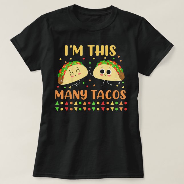Kids I'm This Many Tacos Second Birthday Party Cin T-Shirt (Design Front)