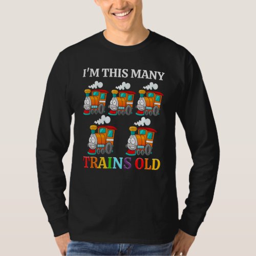 Kids Im This Many Trains Old Boy 5rd Birthday 5 Y T_Shirt