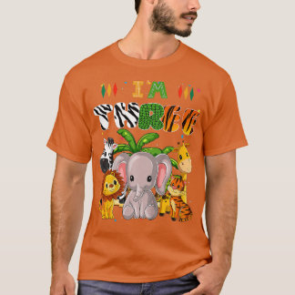 Kids Im Three Zoo Theme 3Rd Birthday Safari Jungle T-Shirt