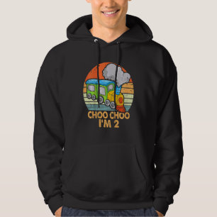 Kids I'm Two 2nd Birthday Costume 2 Years Old Trai Hoodie