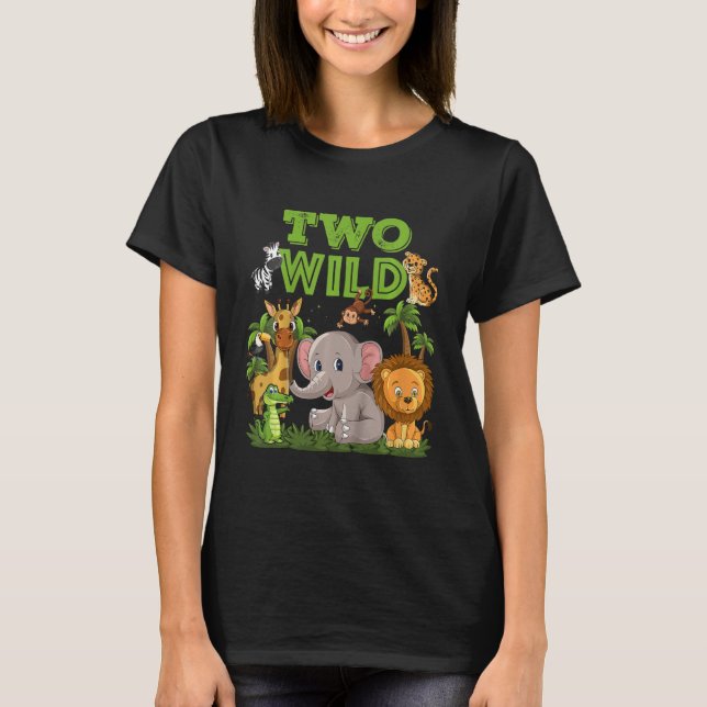Kids I'm Wild And 2 Zoo Theme Birthday  Safari Jun T-Shirt (Front)