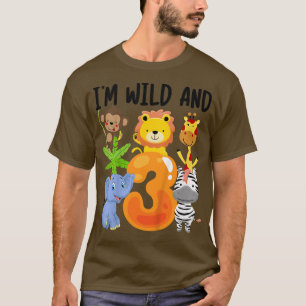 Kids Im Wild and 3 Three Zoo 3rd Birthday Safari J T-Shirt