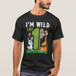 Kids I'm wild And One Safari Zoo Animal Theme 1 Ye T-Shirt