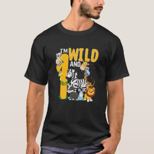 Kids I'm wild And One Safari Zoo Animal Theme 1 Ye T-Shirt