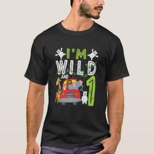 Kids I'm wild And One Safari Zoo Animal Theme 1 Ye T-Shirt