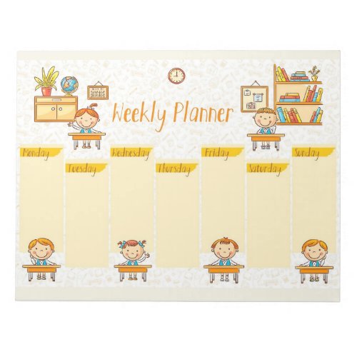 Kids in a Classroom Weekly Planner Notepad
