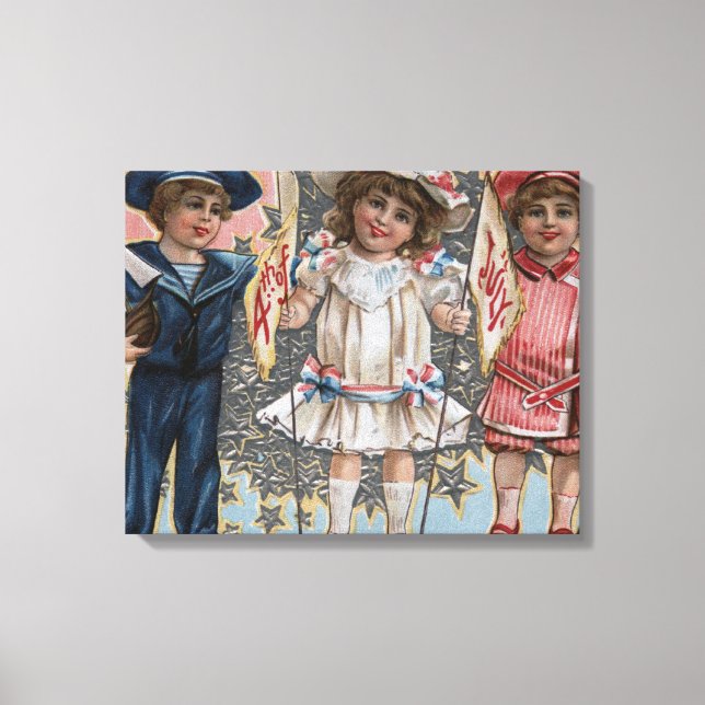 Kids in Blue, White and Pink Canvas Print (Front)