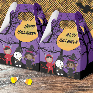 Kids in Costume Purple Halloween Favor Box