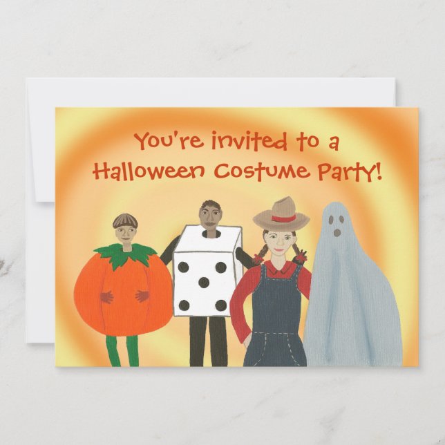 Kids in Costumes Halloween Party Invitations (Front)