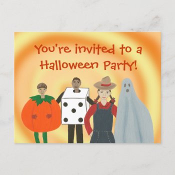Kids In Costumes  Halloween Party Invite Postcards by Cherylsart at Zazzle