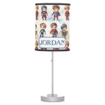 Kids in Superhero Outfits Customizable Table Lamp