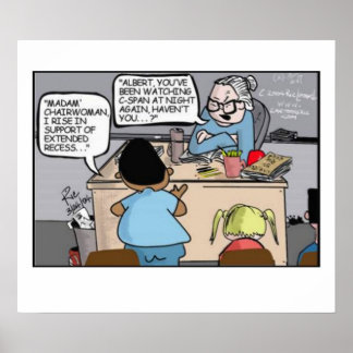 Kids in the Classroom Cartoon Poster