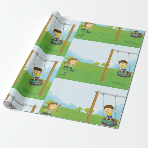 Kids In The Park Wrapping Paper