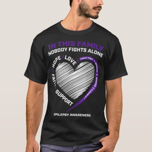 Kids In This Family Nobody Fights Alone Epilepsy T_Shirt