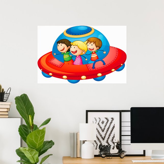 Kids in UFO Spaceship Space Adventure Poster (Creator Uploaded)