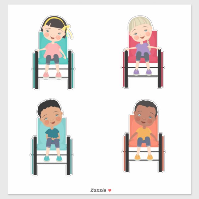 Kids in Wheelchair Stickers 2 (Sheet)