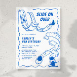 Kids Indoor Slide Park Blue Birthday Party Invitation<br><div class="desc">Looking for the perfect way to invite your little one's friends to their next birthday bash? Look no further than our hand-drawn kids birthday party invitations. With a charmingly simplistic white background framed by a playful blue squiggle border, these invites capture the joy of childhood with illustrations of children gleefully...</div>