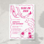 Kids Indoor Slide Park Pink Birthday Party Invitation<br><div class="desc">Looking for the perfect way to invite your little one's friends to their next birthday bash? Look no further than our hand-drawn kids birthday party invitations. With a charmingly simplistic white background framed by a playful pink squiggle border, these invites capture the joy of childhood with illustrations of children gleefully...</div>