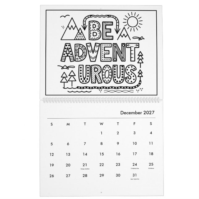 Kids Inspirational Coloring Calendar (Dec 2027)