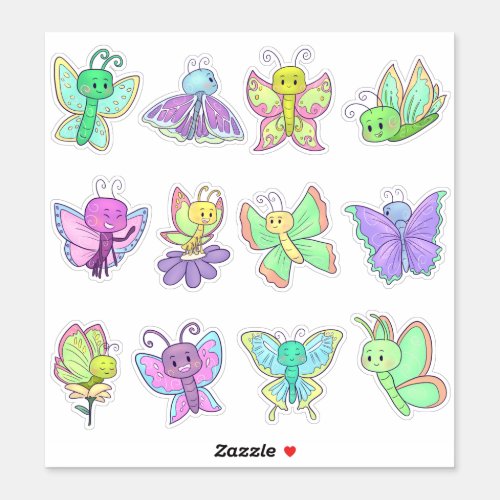 Kids Iridescent Cartoon Butterflies Sticker