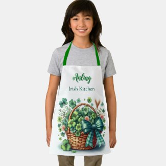 Kids Irish Shamrocks Personalized Apron