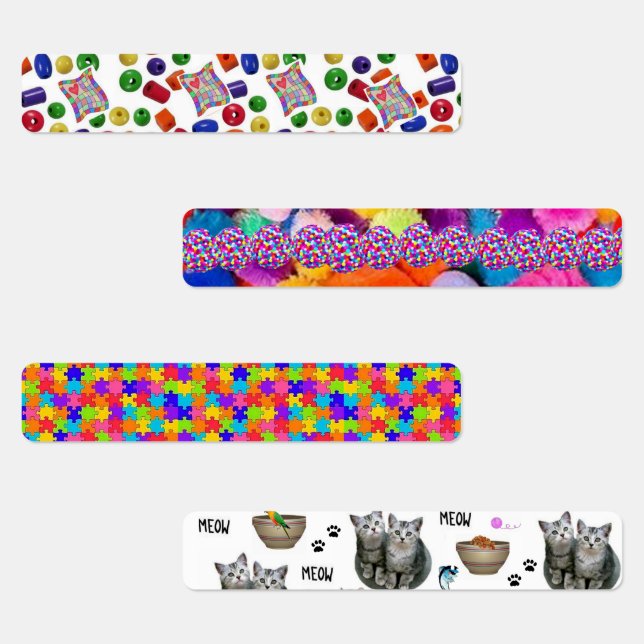 Kids Iron on Labels Cats Pom Poms Puzzle (Group)