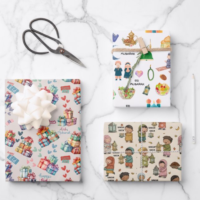 Kids Islamic Gift Wrap – Colourful Eid & Ramadan (Front)