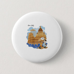 Kids Italy Souvenir Girl On Bike Saying Ciao - Hel Button