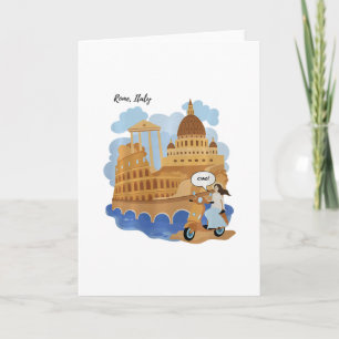 Kids Italy Souvenir Girl On Bike Saying Ciao - Hel Card