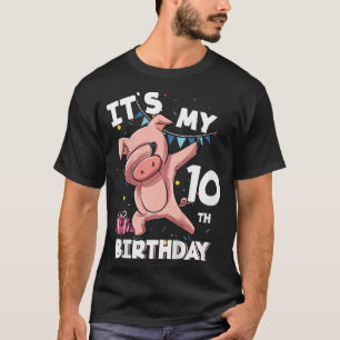Kids Its My 10th Birthday 10 Year Old Pig Birthday T-Shirt