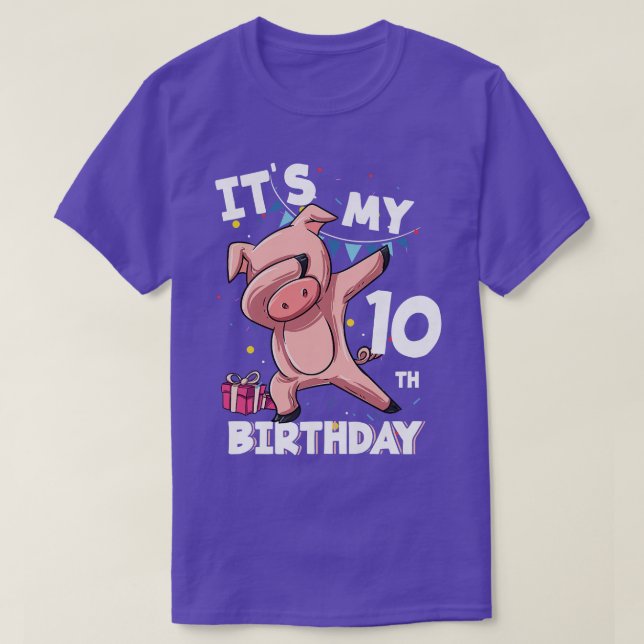 Kids Its My 10th Birthday 10 Year Old Pig Birthday T-Shirt (Design Front)