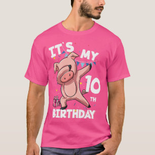 Kids Its My 10th Birthday 10 Year Old Pig Birthday T-Shirt
