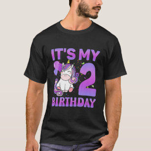 Kids It's My 2Nd Birthday 2 Years Old Birthday Uni T-Shirt