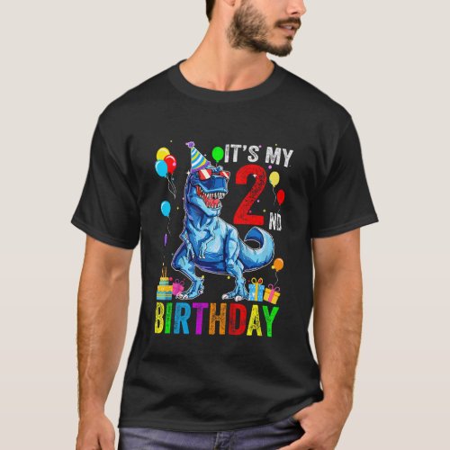 Kids Its My 2nd Birthday Happy 2 Year Rex 1 T_Shirt