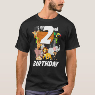 Kids Its My 2nd Birthday Zoo Safari Jungle Animals T-Shirt