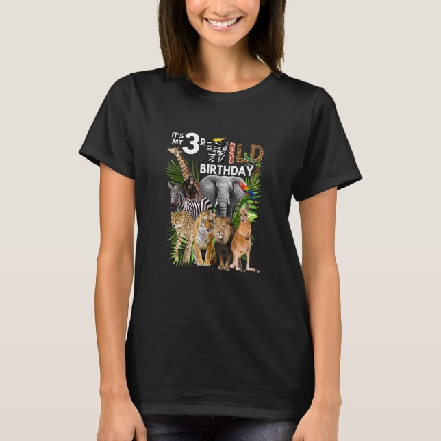 Kids It's My 3d Wild Birthday Safari Animals Zoo B T-Shirt (Front)