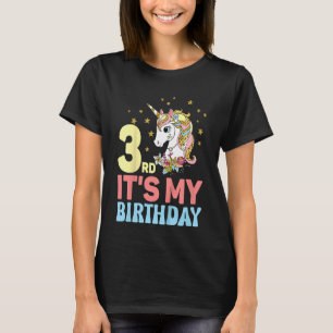 Kids It's My 3rd Birthday Girl Cute Unicorn Birthd T-Shirt