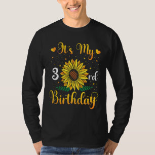Kids It's My 3rd Birthday Sunflower 3 Years Old Bi T-Shirt