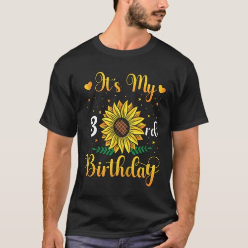Kids Its My 3rd Birthday Sunflower 3 Years Old Bi T_Shirt